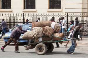 Guy pulling a cart