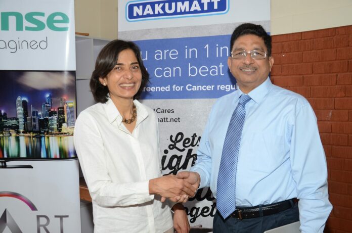 Shaira Adamali (Faraja Trust) and Ramamurthy Thiagarajan (Nakumatt)