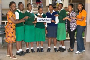  From Right; Anne Cheboi from Safaricom (Mentor), Daisy Ndungu (Team Sniper Coach), Priscilla Wambui, Victoria Mutwiri, Gladys Wairimu, Laura Ayushi Harriet Karanja,(Team Sniper students) and Jematia Bett from Safaricom (Mentor)