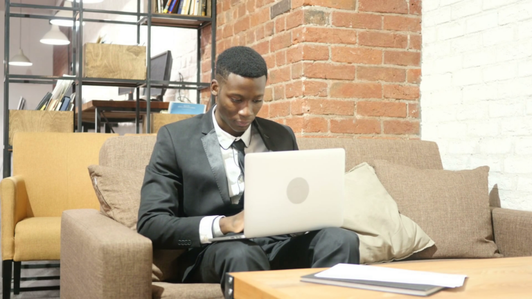 Businessman working remotely
