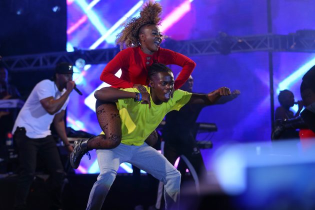 Dancers on stage during the Safaricom Twaweza live concert Eldoret edition that took place over the weekend.