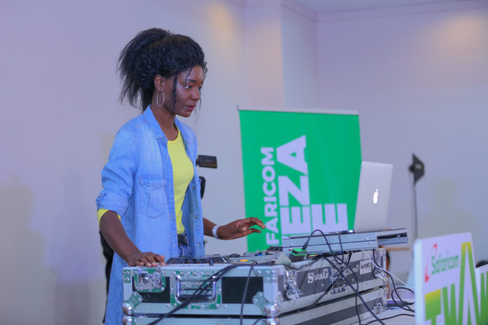 Faith Magati an Eldoret based Dj known by her stage name Dj Zu in action during the Twaweza live local talent auditions that took place at the Boma Inn hotel in Eldoret.