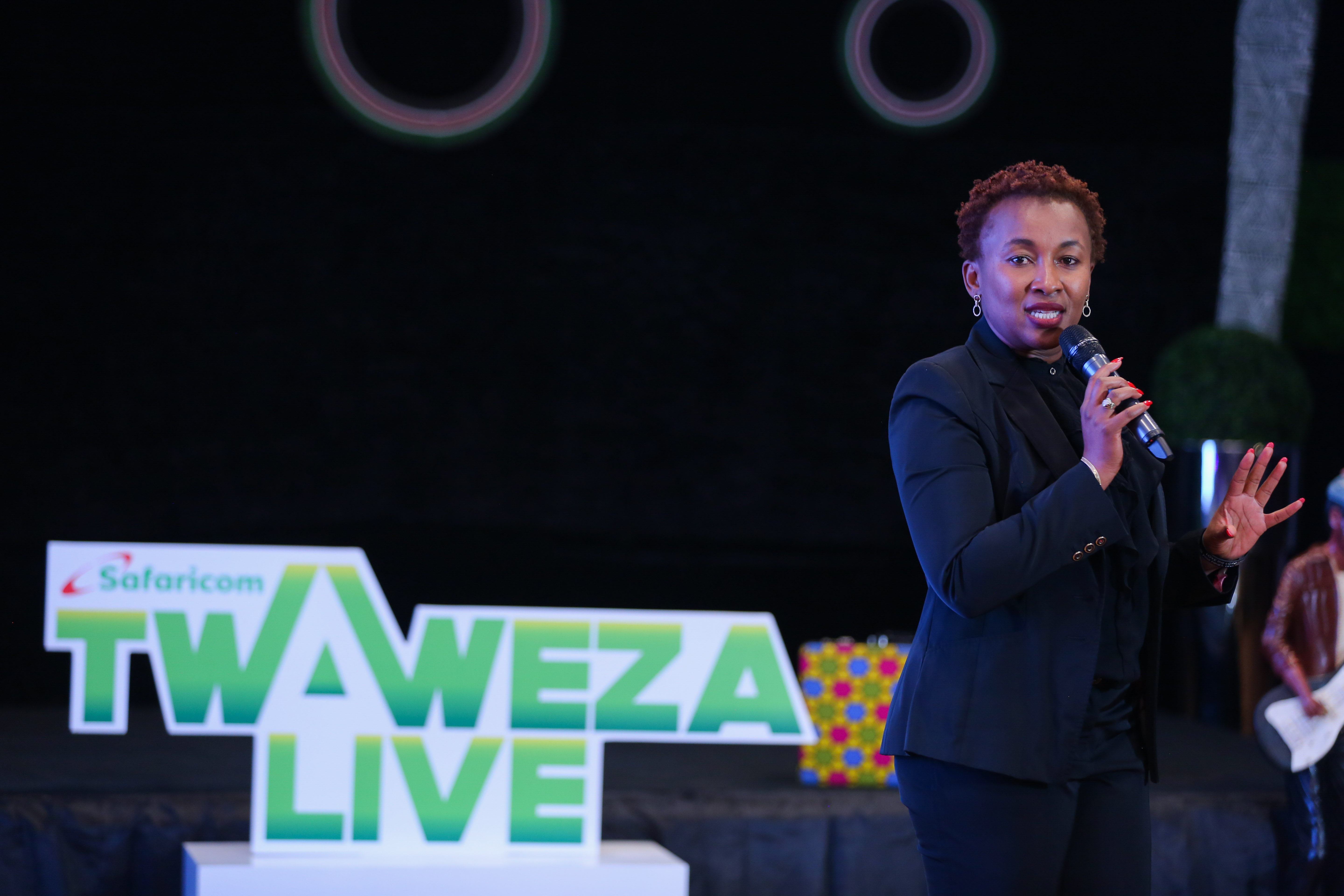 Safaricom, Director of Consumer, Business Unit, Sylvia Mulinge address the press during the Twaweza Launch Launch at Michael Joeseph centre - Bizna