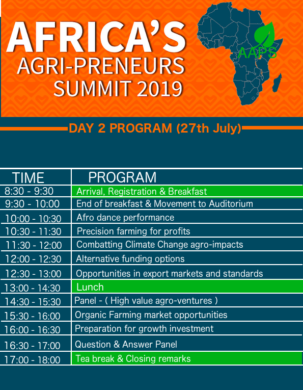 1month to go. A few tickets still available for the Africa’s Agripreneurs Summit 2019
