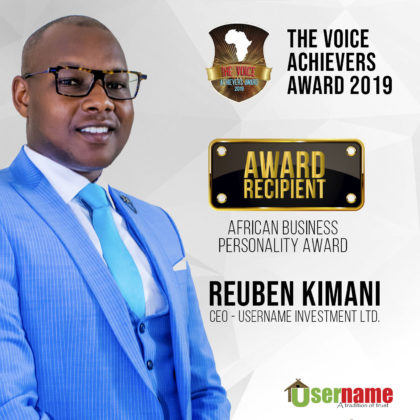 USERNAME INVESTMENTS WINS PRESTIGIOUS 2019 AFRICAN BUSINESS PERSONALITY AWARD