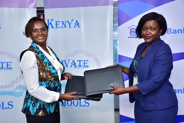 Kenya Private Schools Association Chairperson Mutheu Kasanga& Family Bank CEO Rebecca Mbithi during the MOU signing of a partnership set to provide private schools with financing to support learning as schools resume - Bizna Kenya