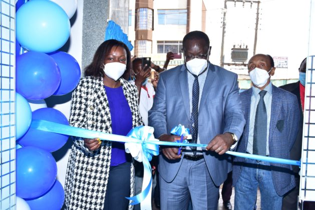 Kiambu County Governor James Nyoro officially opens Family Bank's 91st branch in Wangige with Family Bank CEO Rebecca Mbithi and Director and Founder T.K. Muya