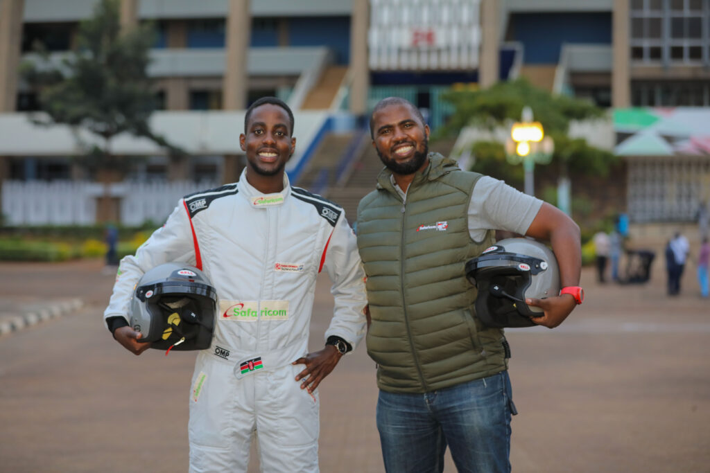 Jeremy Wahome (Left) and his navigator Victor Okundi (Right) during Safaricom sponsorship launch of WRC Safari Rally at Kasarani - Bizna Kenya