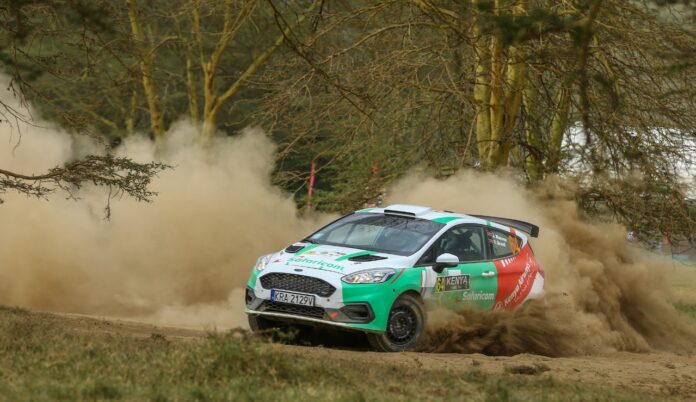 Jeremy Wahome, 22, of the FIA Rally Star Programme, in action during THE World Rally Championship (WRC) Safari Rally in Naivasha - Bizna Kenya