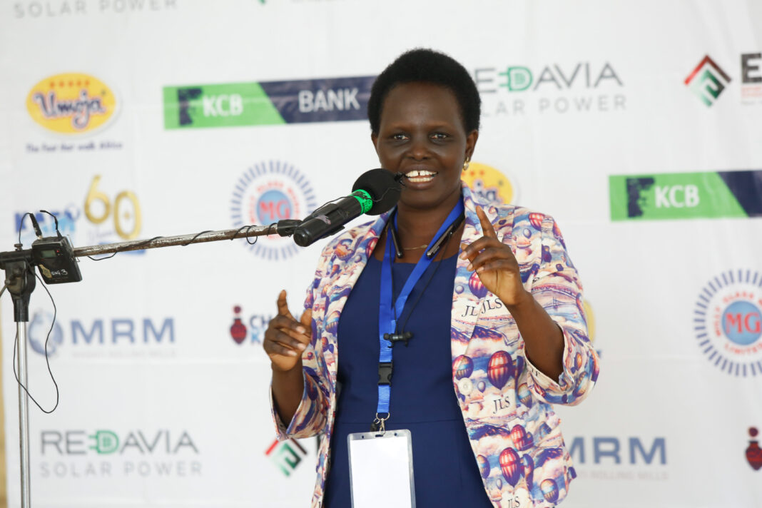 KCB Bank Kenya Regional Business Manager for Coast Region Mrs. Jane Isiaho Speaking during the ongoing Kenya Association of Manufacturers Changamka Shopping Festival Summit and Expo being held in Mombasa at Oshawal Center. KCB Bank sponsored 12 SMEs and MSMEs from Coast Region to showcase their various products and services - Bizna Kenya