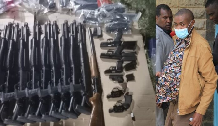 man caught with 22 guns