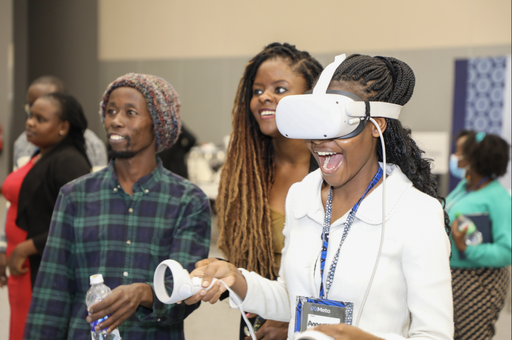 Participants attending the Meta Youth Summit going through VR experience - Bizna Kenya