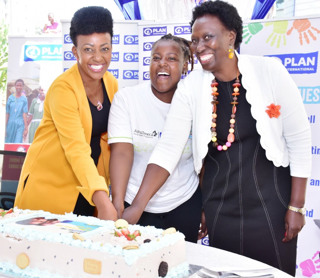 Plan International- Kenya Country Director Atieno Onyonyi, Peer Educator Ann Mbulwa & Samburu West MP Hon. Naisula Lesuuda during celebrations to mark the International Day of the Girl Child. The celebrations were a culmination of the 10 years celebrations since the inception of the International Day of the Girl ‘Take Over’ concept by Plan International Global - Bizna Kenya