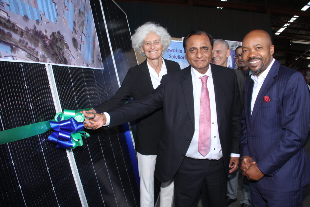 Devki Group Chairman Narendra Raval (centre), Electricite de France (EDF)'s senior vice-president in charge of the Middle East and Africa Valerie Levkov (left) and Distributed Power Africa (DPA) Kenya Limited CEO Norman Moyo - Bizna Kenya