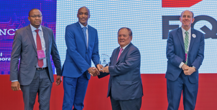 Equity Bank Kenya Associate Director Business Banking Jeremy Kamau (2nd left) receives the platinum trophy for the Best Financier for Women Entrepreneurs from National Bank of Cambodia Governor H.E Chea Chatwo (2nd right). Looking on is CEO SME Finance Forum, IFC, Matthew Gamser (right) and Equity Group Foundation Associate Director Energy and Environment Eric Naivasha (left). Equity Group bagged two awards, the platinum award for the Best Financier for Women Entrepreneurs category and the silver award for the SME Financier of the Year – Africa category. To date, a total of Kes 339.2 billion has been disbursed to women impacting 8.3 million of them through Fanikisha, Equity’s tailor-made financial solution for women - Bizna Kenya