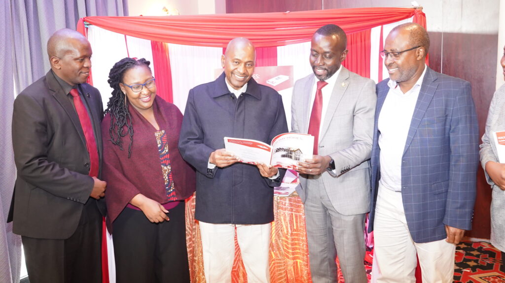 AAK CEO Jacob Mwangi, former AAK President Mugure Njendu, PS, State Department of Public Works Mr Solomon Kitungu, AAK President Arch Wilson Mugambi and NCA chairman QS Daniel Gaitho during the launch of the Healthy Homes Guidelines and Checklist developed by AAK and Habitat for Humanity International - Bizna Kenya (Publisher)