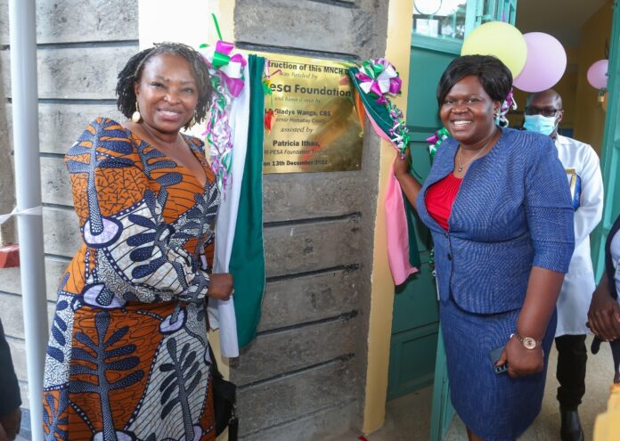 M-PESA Foundation Trustee, Patricia Ithau at the MNCH Unit at Ndhiwa Sub-County Hospital, Homabay County - Bizna Kenya (Publisher)