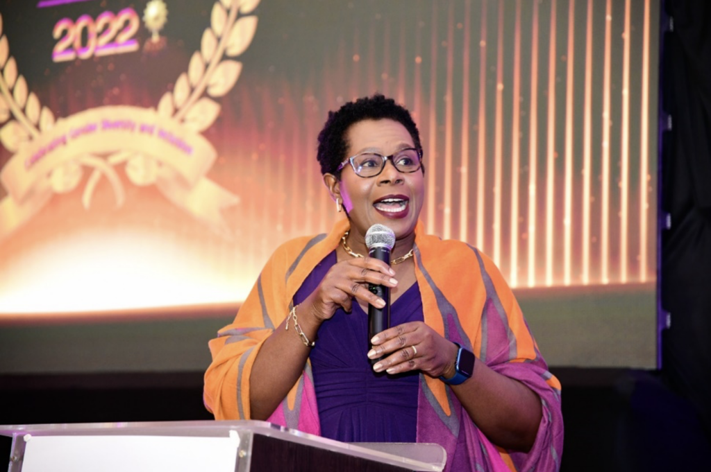 Chairperson of Women on Boards Network Catherine Musakali addresses guests during the 2022 Women On Board Network Awards ceremony - Bizna Kenya (Publisher)