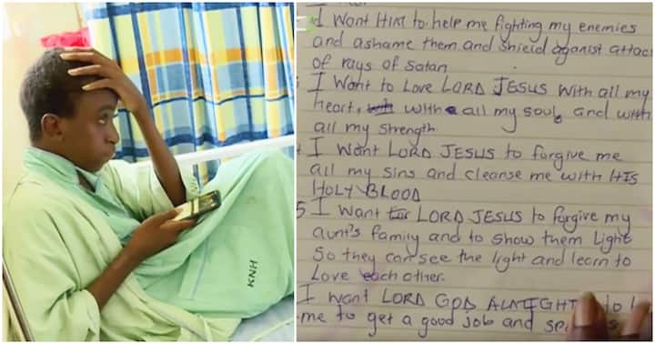 Sick boy Otieno abandoned by relatives at KNH writes heartbreaking letter to God