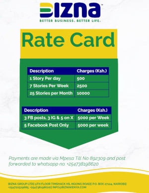 Bizna Rate Card