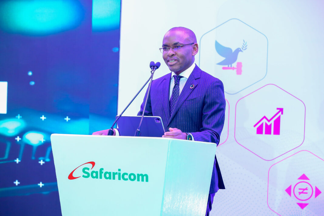 Peter Ndegwa, Chief Executive Officer, Safaricom PLC giving his speech during the launch of the 2023 Safaricom Business Report held at Michael Joseph Center Nairobi - Bizna Kenya
