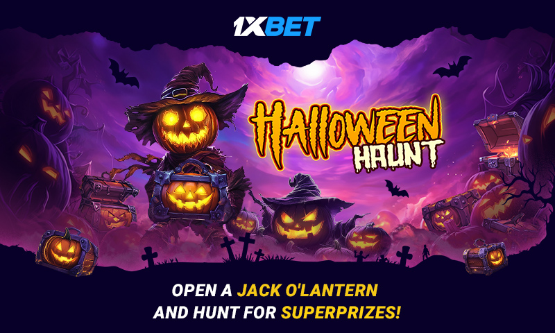 1xBet will make it rain money at Halloween: spin the slots and win up to €16,666!