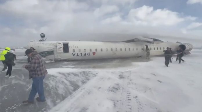 America's Delta Airlines plane crashes, flips at Canada's main airport