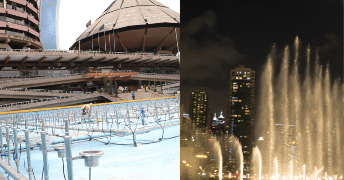 The dancing fountain at KICC (l) under installation. Dubai,UAE,2016 - The city of Dubai and the desert Free Photo