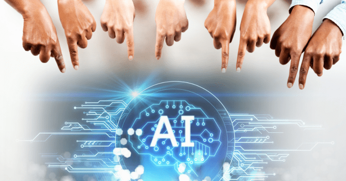 people hand pointing AI technology digital graphic design black background, AI machine learning hands of robot science and artificial intelligence technology innovation and futuristic Free Photo