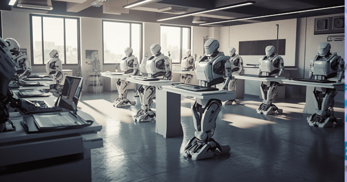 Robotic arms working in futuristic factory workshop generated by AI Free Photo