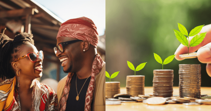Couples who laugh together and plan together, grow their money together 🌱 — Images via Vecteezy.