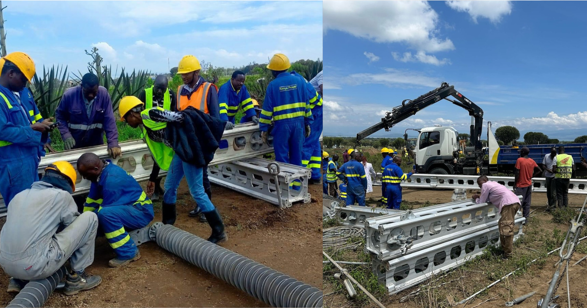 Kenya Power staff at work. Photo: KPLC/Facebook