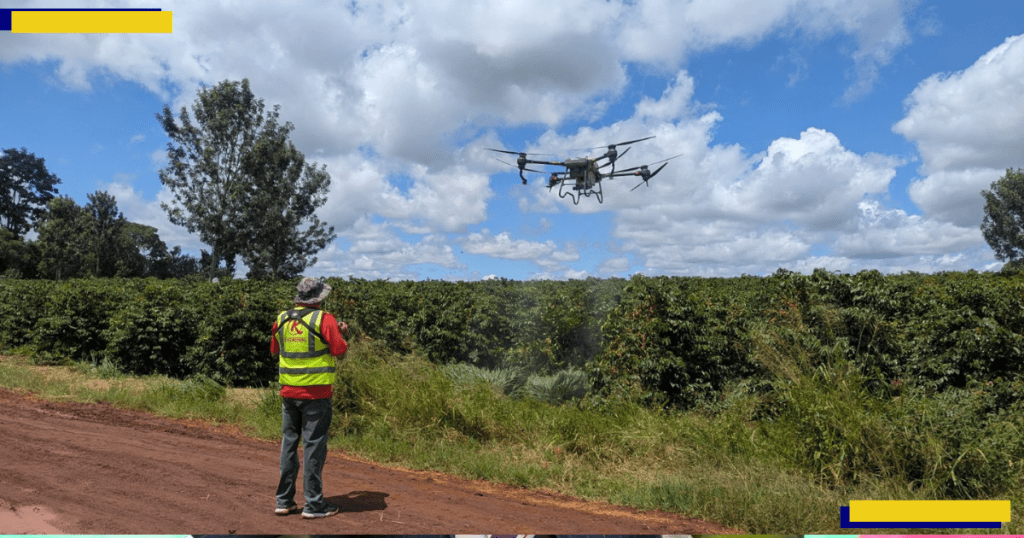 How Kenyan farmers are using drones to save costs, get higher yields 2 Drone spraying a tea farm. Photo: Fahari Aviation.