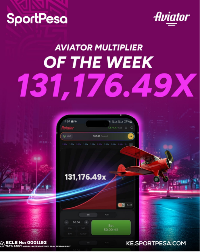 SportPesa Aviator Multiplier of the week hits stunning 131,176.49x