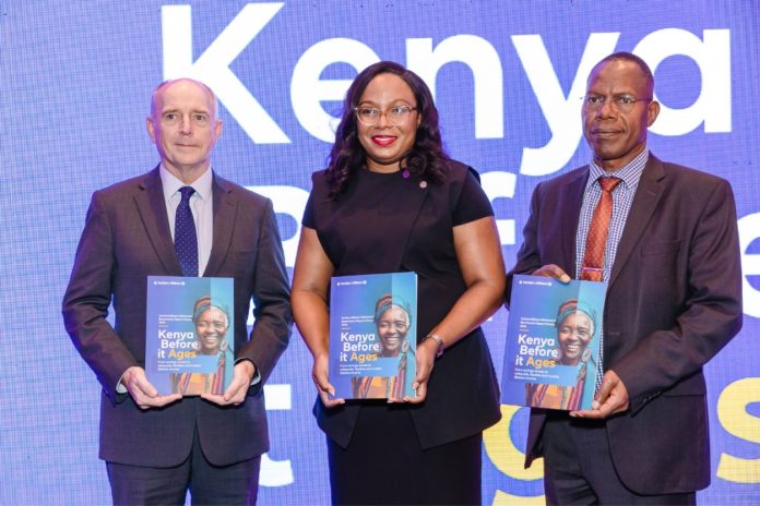 From left: Jonathan Stichbury, Managing Director and Chief Executive Officer, SanlamAllianz Investments Limited; Jacqueline Karasha, Chief Executive Officer and Principal Officer, Sanlam Allianz Life Insurance (Kenya) Limited; and Dr Nyamemba Patrick Tumbo, Group Chief Executive Officer, SanlamAllianz Kenya, at the launch of the inaugural SanlamAllianz Kenya Retirement Benchmark Report 2026, 